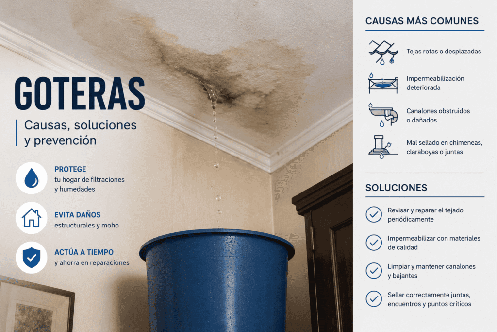 goteras en techo y tejado reparar y arreglar empresa madrid